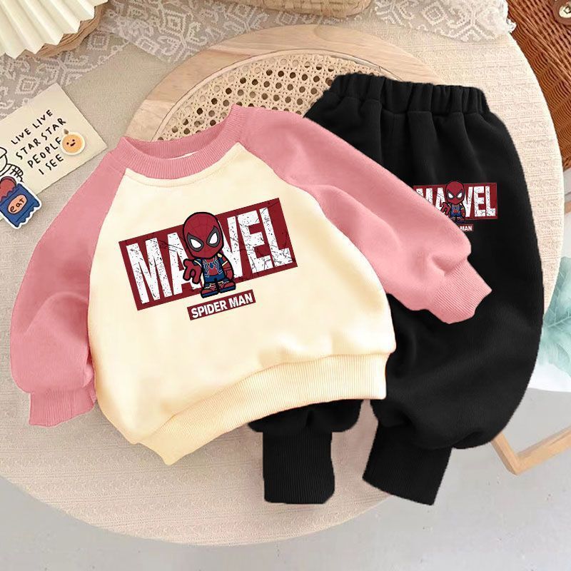 Marvel Spider Man Kids' Sports Set - Boys' Long Sleeve Hoodie and Sweatpants Two Piece Set - Girls' Casual Sportswear