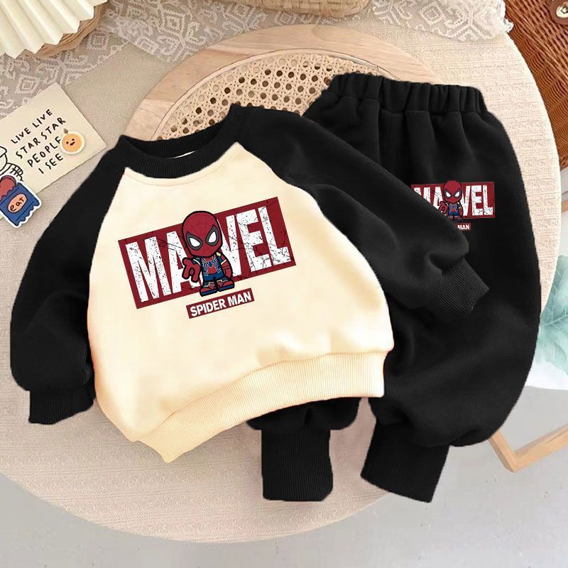 Marvel Spider Man Kids' Sports Set - Boys' Long Sleeve Hoodie and Sweatpants Two Piece Set - Girls' Casual Sportswear