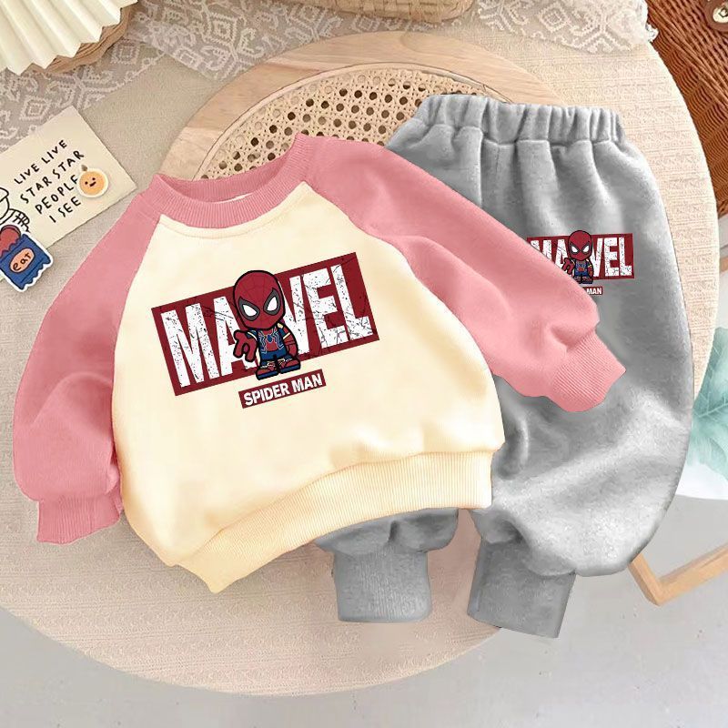 Marvel Spider Man Kids' Sports Set - Boys' Long Sleeve Hoodie and Sweatpants Two Piece Set - Girls' Casual Sportswear