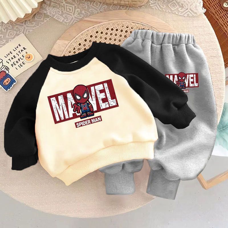 Marvel Spider Man Kids' Sports Set - Boys' Long Sleeve Hoodie and Sweatpants Two Piece Set - Girls' Casual Sportswear