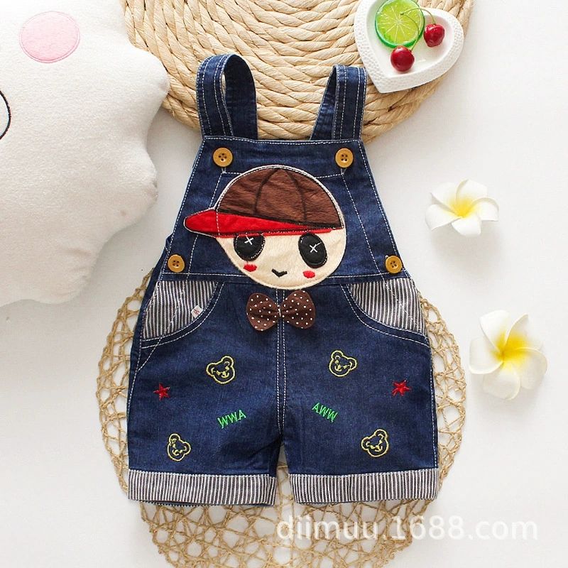 Children's baby boys jumpsuit denim shorts jeans work pants children's baby girls jumpsuit clothes pants