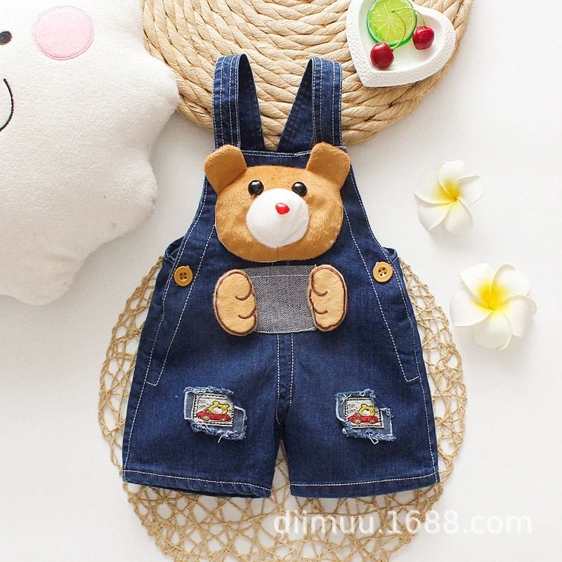 Children's baby boys jumpsuit denim shorts jeans work pants children's baby girls jumpsuit clothes pants