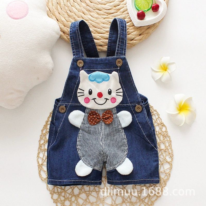 Children's baby boys jumpsuit denim shorts jeans work pants children's baby girls jumpsuit clothes pants