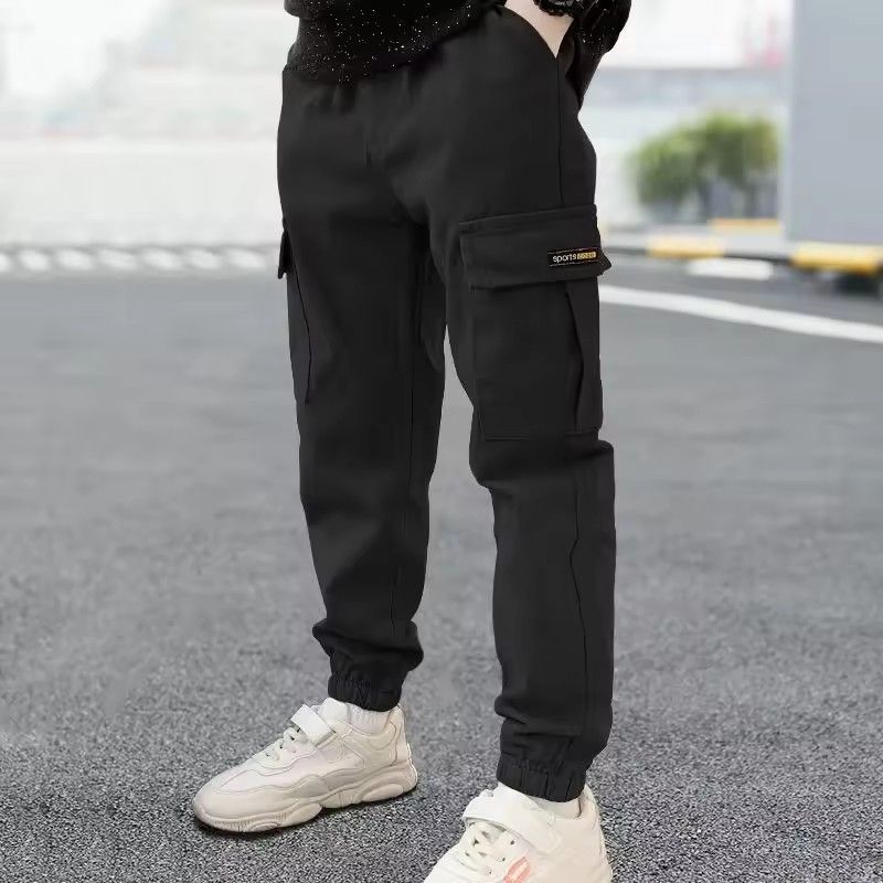 New Boys' Pants, Children's Wear, Work Pants, Small and Medium Boys' Handsome Machine Cotton Casual Trendy Pants