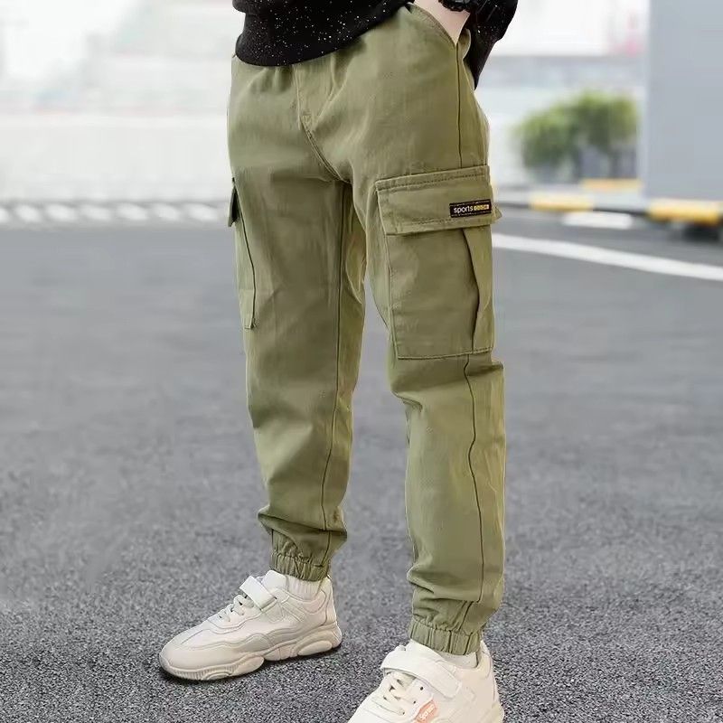 New Boys' Pants, Children's Wear, Work Pants, Small and Medium Boys' Handsome Machine Cotton Casual Trendy Pants
