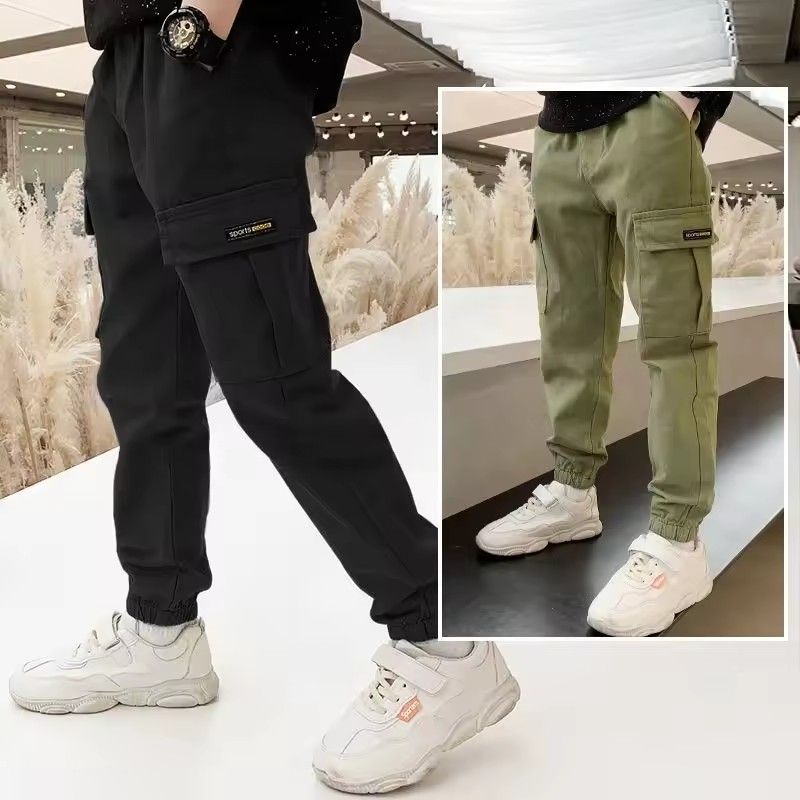 New Boys' Pants, Children's Wear, Work Pants, Small and Medium Boys' Handsome Machine Cotton Casual Trendy Pants
