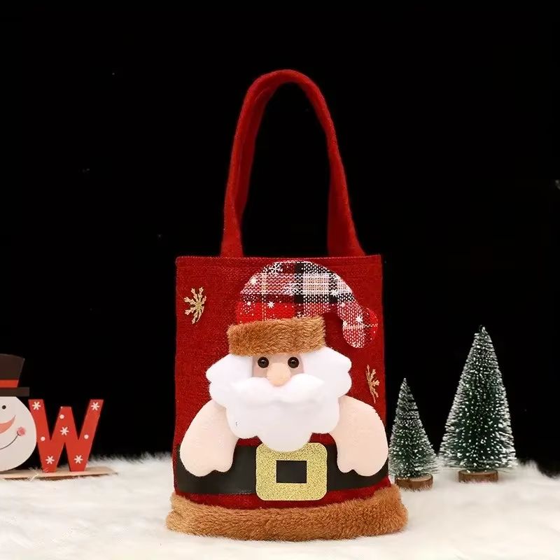 Christmas Gift Bag Reusable Polyester Fiber Santa Claus Snowman Designed for Candy Festival Party Supplies