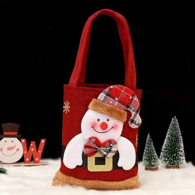 Christmas Gift Bag Reusable Polyester Fiber Santa Claus Snowman Designed for Candy Festival Party Supplies