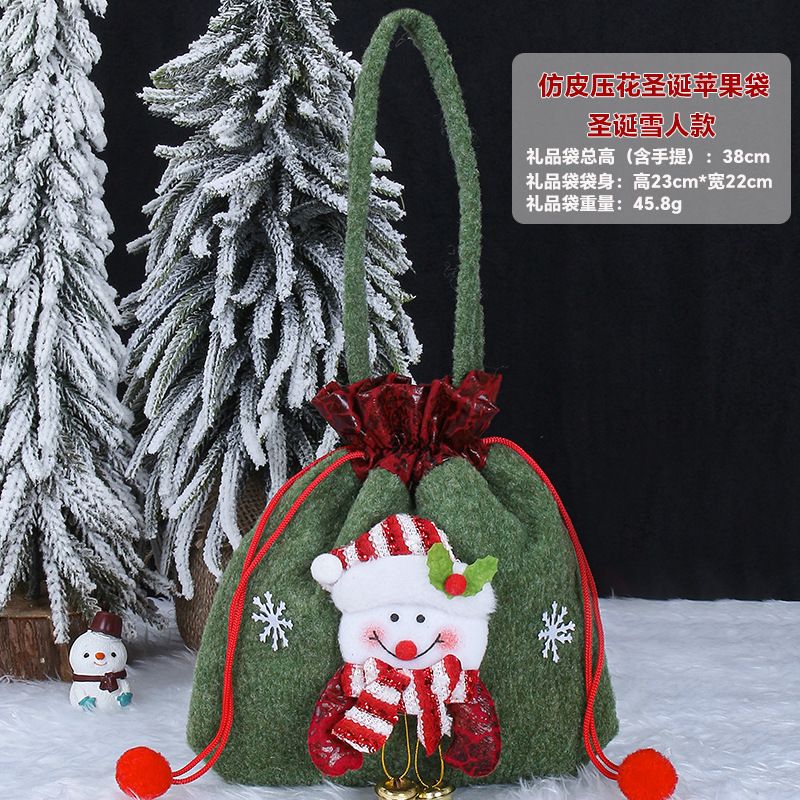 Christmas Gift Bag Reusable Polyester Fiber Santa Claus Snowman Designed for Candy Festival Party Supplies