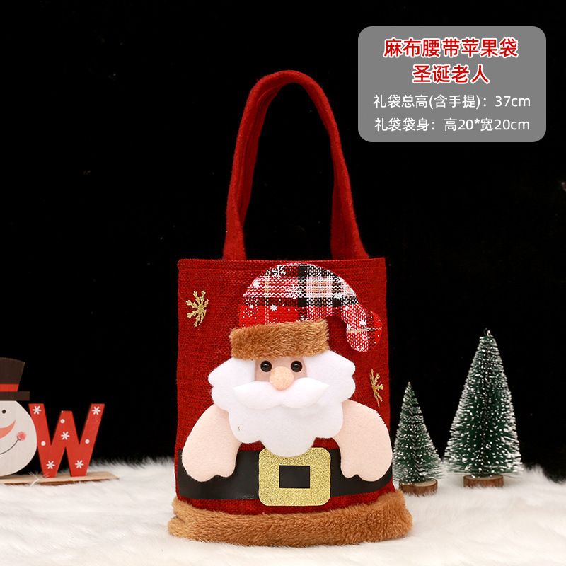 Christmas Gift Bag Reusable Polyester Fiber Santa Claus Snowman Designed for Candy Festival Party Supplies