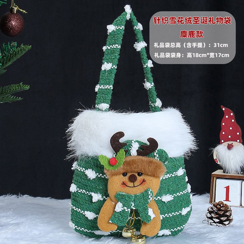 Christmas Gift Bag Reusable Polyester Fiber Santa Claus Snowman Designed for Candy Festival Party Supplies