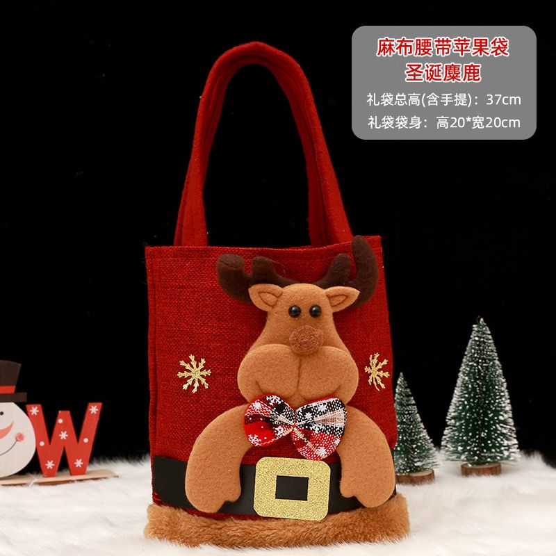 Christmas Gift Bag Reusable Polyester Fiber Santa Claus Snowman Designed for Candy Festival Party Supplies