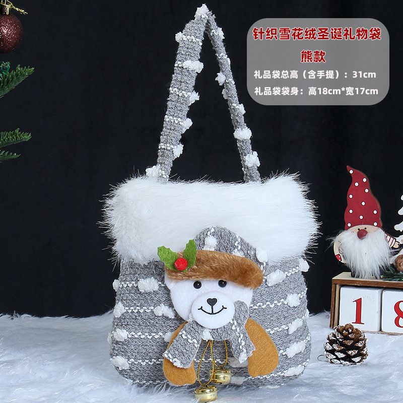 Christmas Gift Bag Reusable Polyester Fiber Santa Claus Snowman Designed for Candy Festival Party Supplies