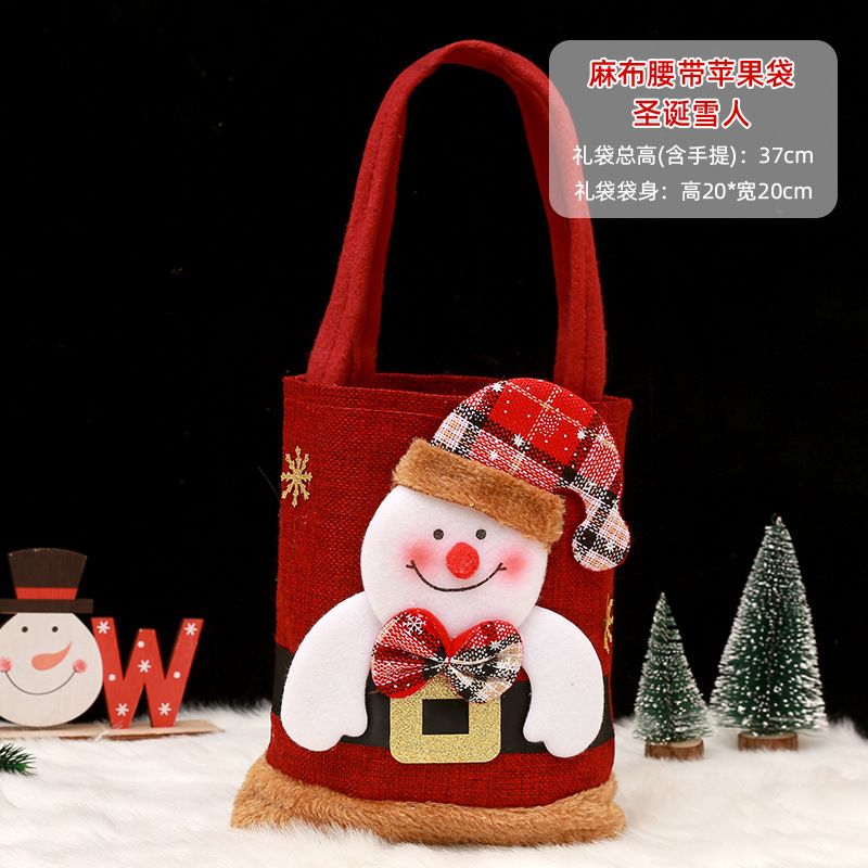 Christmas Gift Bag Reusable Polyester Fiber Santa Claus Snowman Designed for Candy Festival Party Supplies