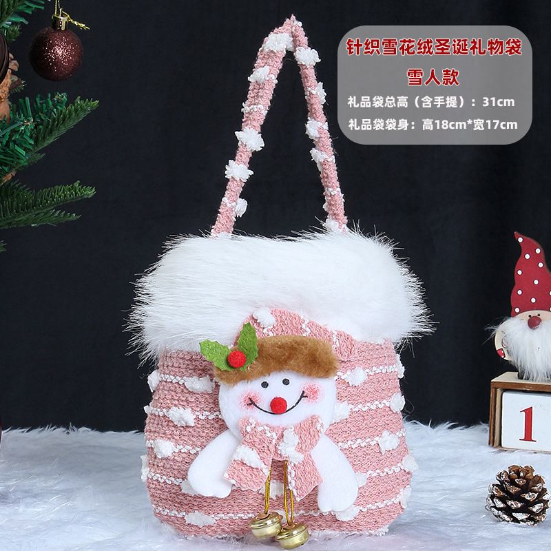 Christmas Gift Bag Reusable Polyester Fiber Santa Claus Snowman Designed for Candy Festival Party Supplies