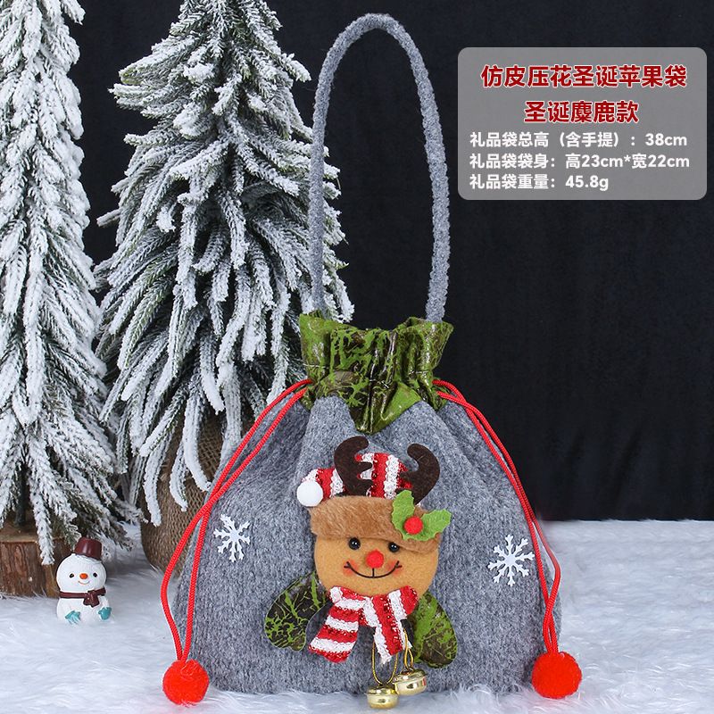 Christmas Gift Bag Reusable Polyester Fiber Santa Claus Snowman Designed for Candy Festival Party Supplies