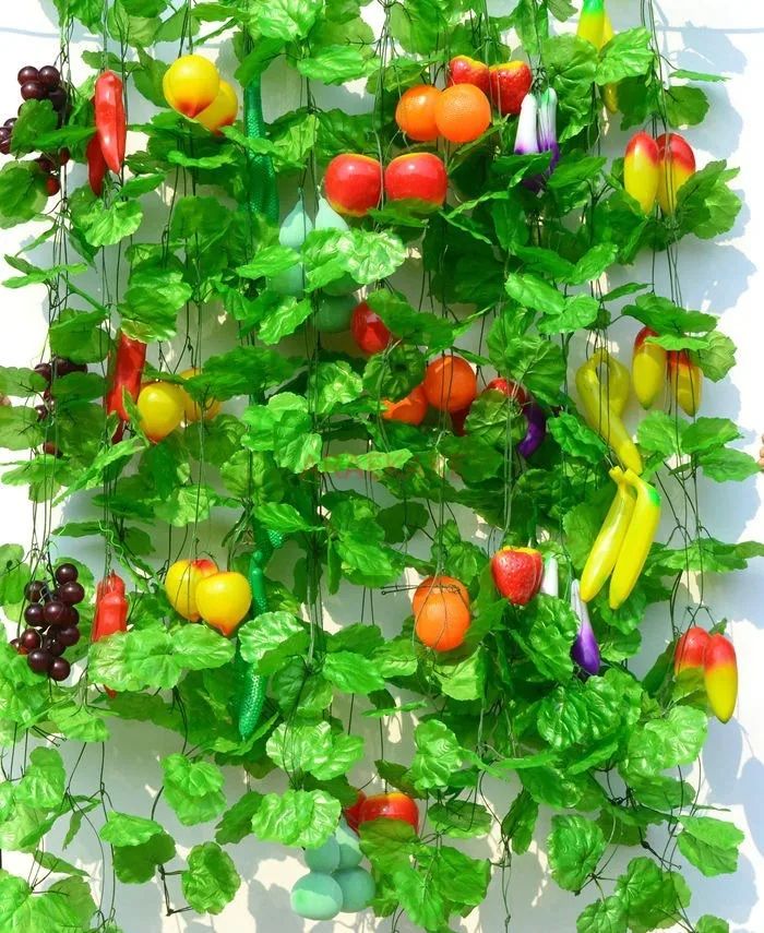 Simulated Fruit Vine, Grape Leaves, Fake Flower Vine, Hotel Indoor Ceiling, Air Conditioning Duct Decoration, Green Plants and Vegetables