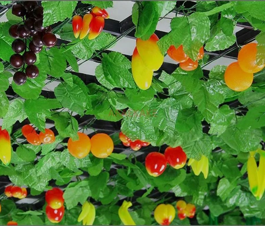 Simulated Fruit Vine, Grape Leaves, Fake Flower Vine, Hotel Indoor Ceiling, Air Conditioning Duct Decoration, Green Plants and Vegetables