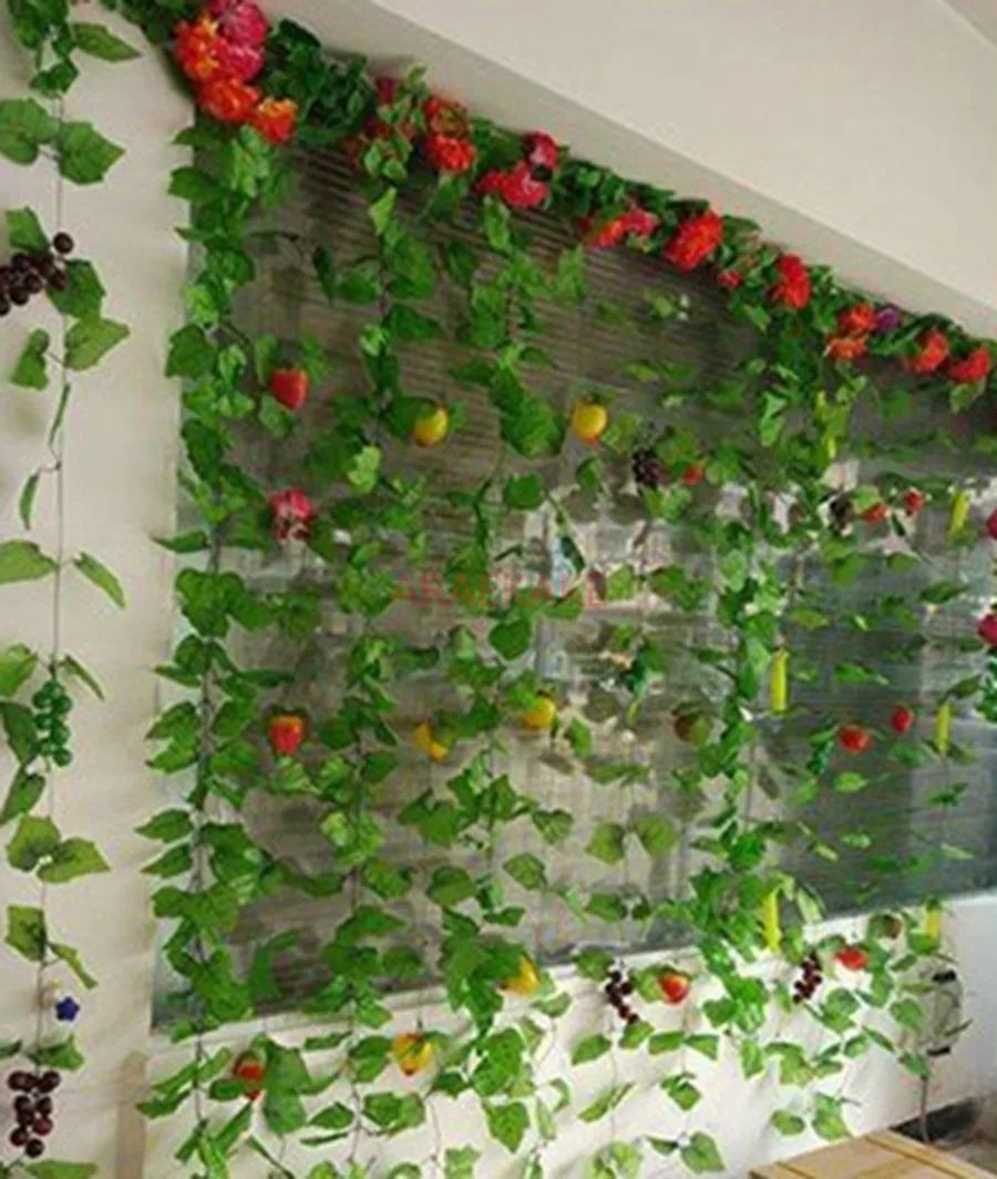Simulated Fruit Vine, Grape Leaves, Fake Flower Vine, Hotel Indoor Ceiling, Air Conditioning Duct Decoration, Green Plants and Vegetables