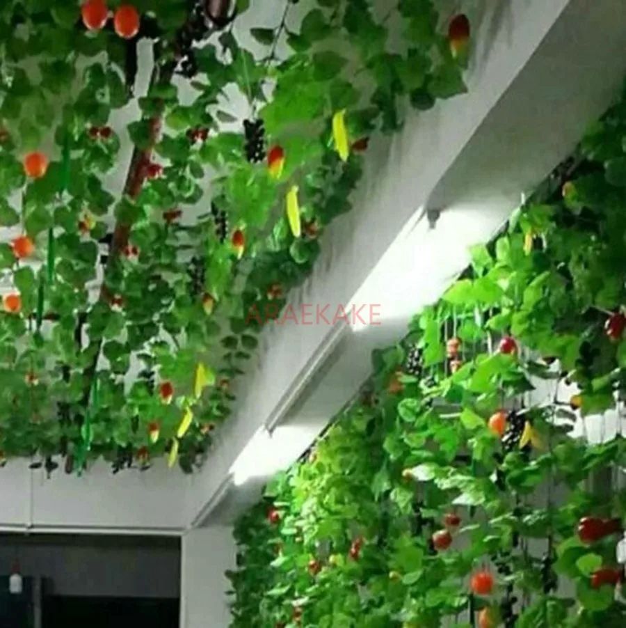 Simulated Fruit Vine, Grape Leaves, Fake Flower Vine, Hotel Indoor Ceiling, Air Conditioning Duct Decoration, Green Plants and Vegetables