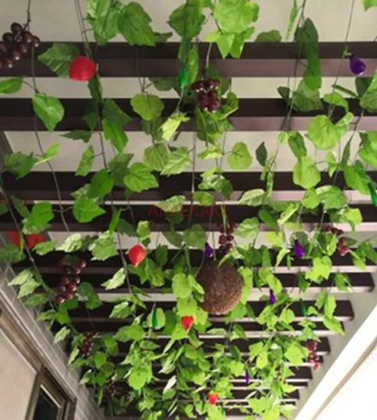 Simulated Fruit Vine, Grape Leaves, Fake Flower Vine, Hotel Indoor Ceiling, Air Conditioning Duct Decoration, Green Plants and Vegetables