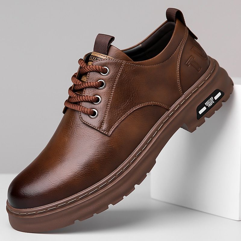 Men's business leather shoes, new soft soled casual shoes, workwear shoes, British style lace up comfortable men's shoes