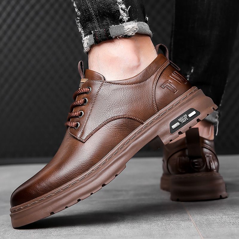 Men's business leather shoes, new soft soled casual shoes, workwear shoes, British style lace up comfortable men's shoes
