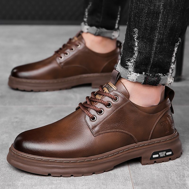 Men's business leather shoes, new soft soled casual shoes, workwear shoes, British style lace up comfortable men's shoes