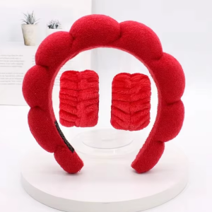 SPA HEAD SKINCARE WASH BAND AND WRIST BAND SET WOMEN SOFT PLUSH HAIR BAND SET,TERRY CLOTHE SPA FOR MAKE UP