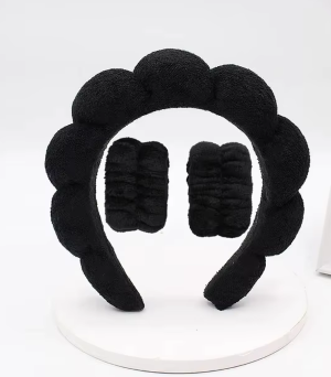 SPA HEAD SKINCARE WASH BAND AND WRIST BAND SET WOMEN SOFT PLUSH HAIR BAND SET,TERRY CLOTHE SPA FOR MAKE UP
