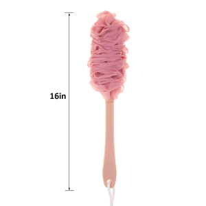 EXFOLIATING BATHING SHOWER LOOFAH BRUSH BACK SCRUBBER WITH LONG HANDLE