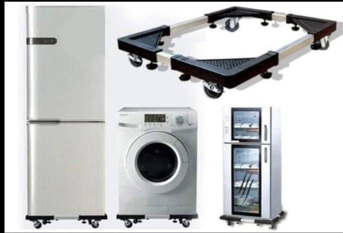 Movable Fridge BaseWashing Machine Stand Top Loading Washing Machine Refrigerator Stand Fridge Base Trolley Stand with Wheels Multi-Functional Roller Base Movable Adjustable Base for Dryer