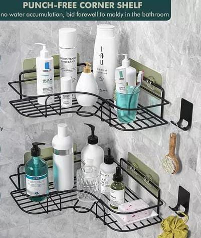 NEW ARRIVALS 🎊 😺 Bathroom Storage Rack Kitchen Corner Rack Household Tripod Great for bathroom and kitchen storage, used to store shampoo, conditioner, shower gel, shower gel and shaving