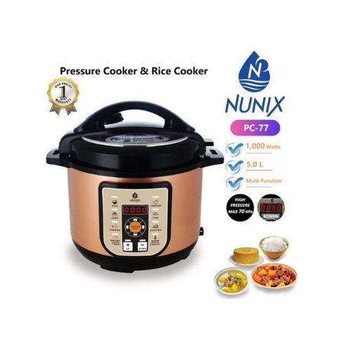 🌽🤑PRICE REDUCED ALERT ❗ Nunix 5ltrs Electric Pressure Cooker and Rice Cooker PC-77 Multi-function Pressure Cooker with 1000wattsReduce time spent in the kitchen preparing meals with the help of this