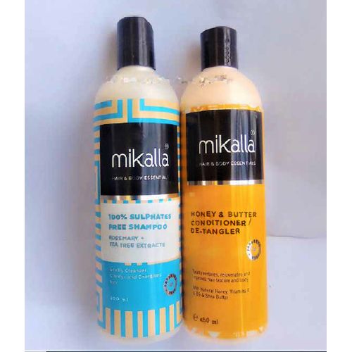 Mikalla 100% Sulphate Free Shampoo + Conditioner/ De-tangler