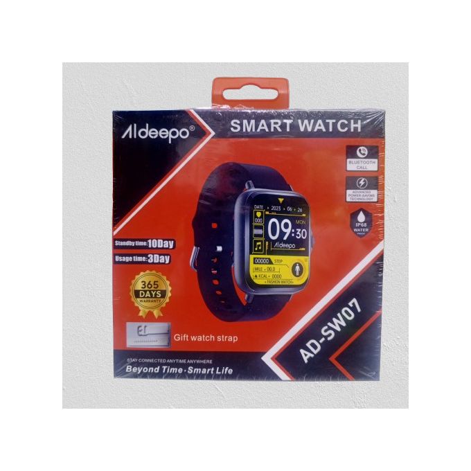 Aldeepo AD-SW07 IP68 Water proof Smart watch with wireless Bluetooth call. Can withstad power for a long period of time upto 10 days standby