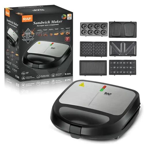 6-in-1 Multi Snack Maker,750W Detachable Sandwich, Grill Maker, Waffle Maker,Doughnut,Madeleine,Plates with Bakelite Coating,