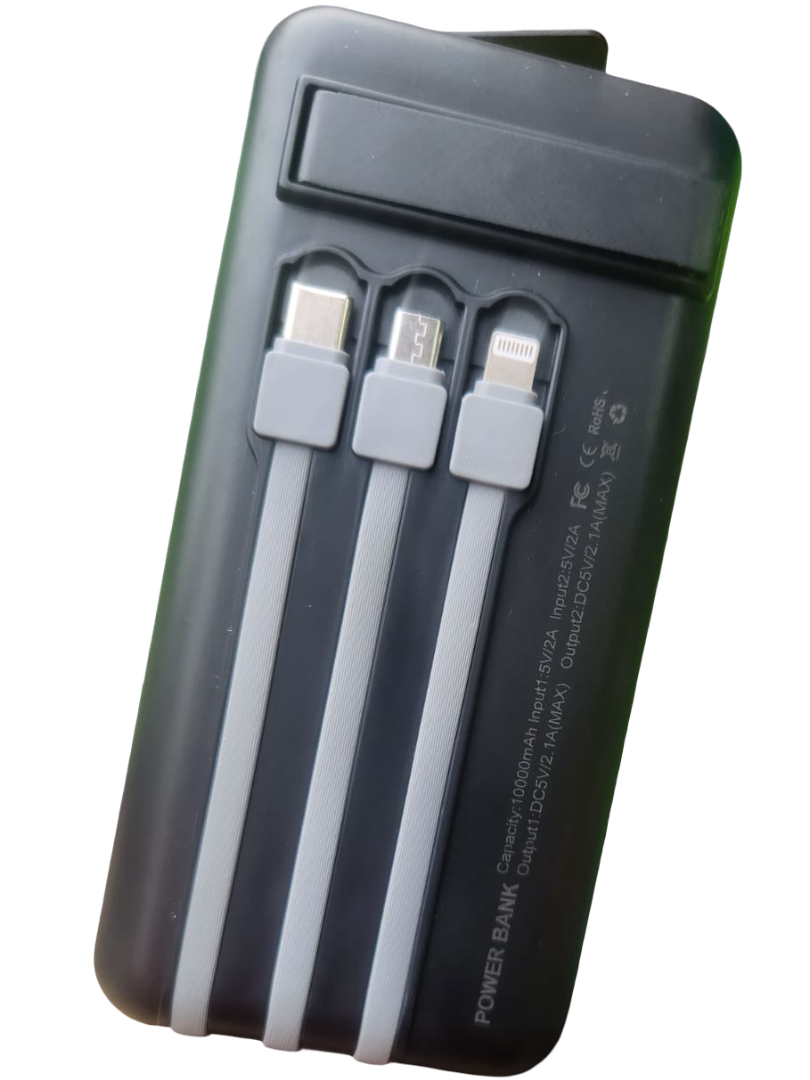 ORAIMO 10,000mAh Power Bank – Fast Charging Portable Charger Supports Normal charger, Type C Charging cable & Iphone Charging Cable with Dual USB Output & LED Indicator