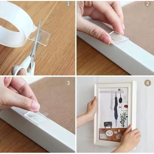 Strong Double-Sided Cello Tape –Heavy Duty Adhesive Mounting Tape for Wall, Décor, DIY & Office Use Great for Mounting photos, hooks, Signs, Car accessories No drilling or Damage to walls,Glass,Tiles