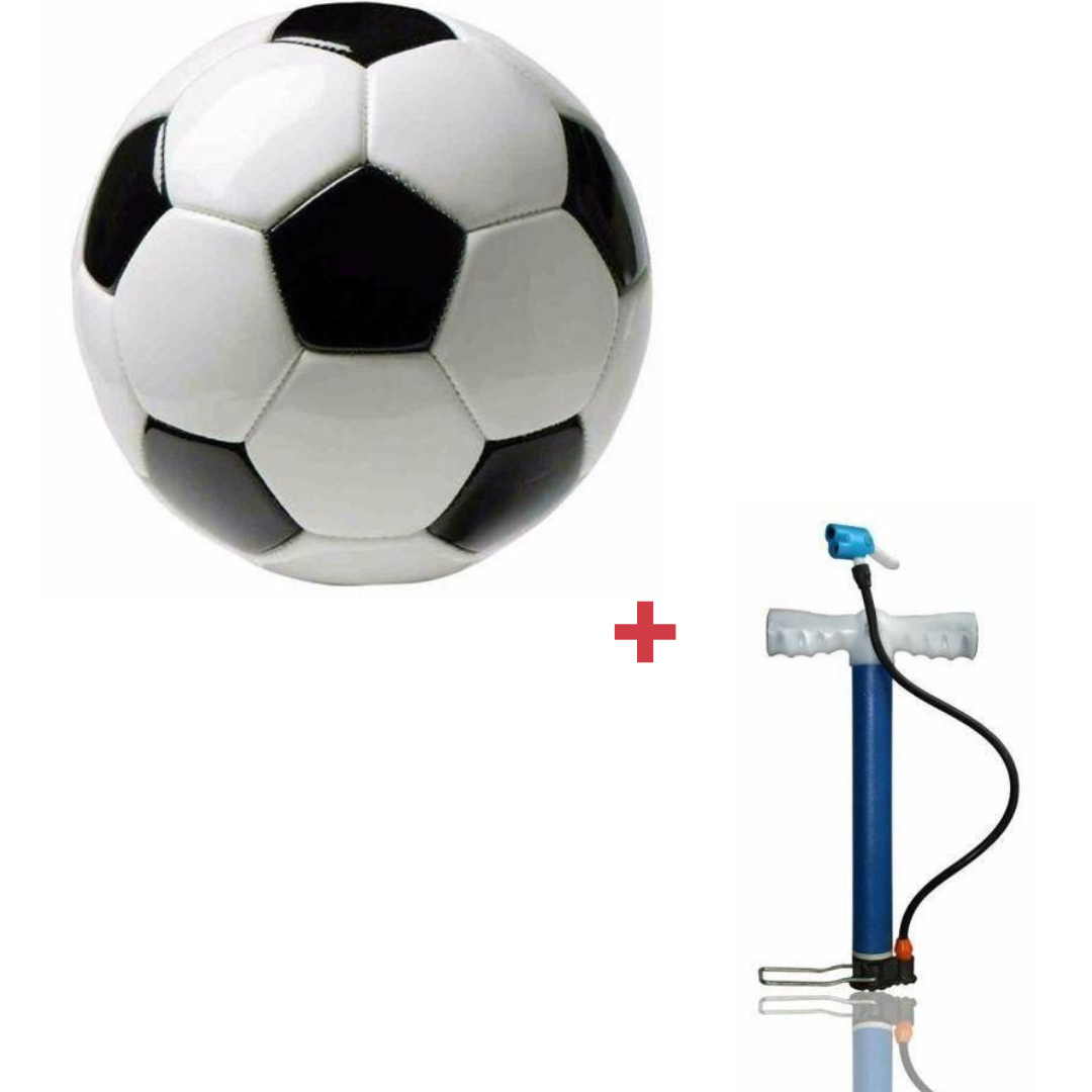 Soccer ball/Football Black and White Plus air pump/inflator with pin could also be used for bicycle inflation