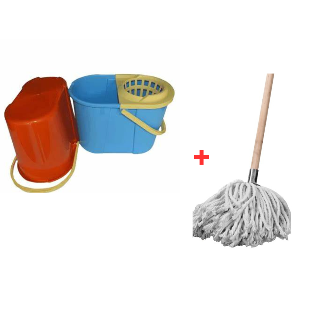 Mop and Bucket Set – Mop with Handle & Wringer – Easy to Use, Durable & Efficient Floor Cleaning System – Ideal for Home, Office & Tile Cleaning you can buy mop or bucket only