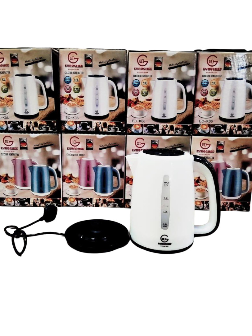 2.2 Liters Eurochef Electric Water Kettle Cordless Fast Boiling and Large Capacity Long Non Stick Suitable for Salty Water