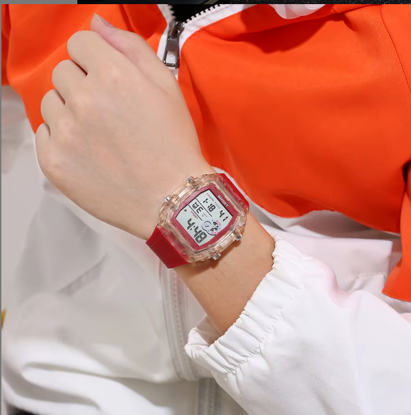 Baslong Men's Long Case Watch - Luxury Chronograph Dial LED Multifunctional Luminous Alarm Clock  Electronic Digital Watch