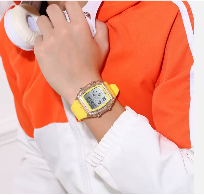 Baslong Men's Long Case Watch - Luxury Chronograph Dial LED Multifunctional Luminous Alarm Clock  Electronic Digital Watch