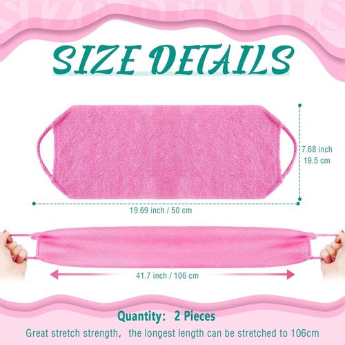 2PCS Exfoliating Back Scrubber & Body Scrubber – Long Handle & Loofah Sponge for Smooth Skin