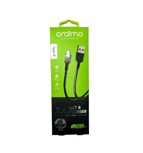 Oraimo 2A Fast Charging Type-C Cable – Durable Nylon Braided USB-C Cable for Fast Charging & Data Sync
