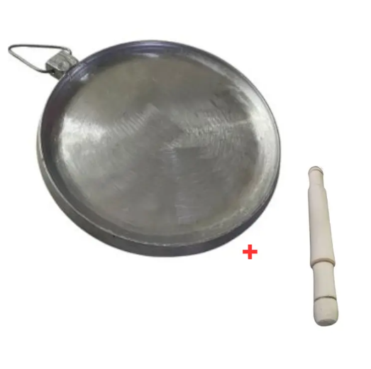 Heavy-Duty Non-Stick Chapati Pan + Free Wooden Rolling Pin, Crafted from Premium 2.6mm thick, Durable Alumminium, PFOA-free Nonstick Coating Allowing food to Brown without Sticking