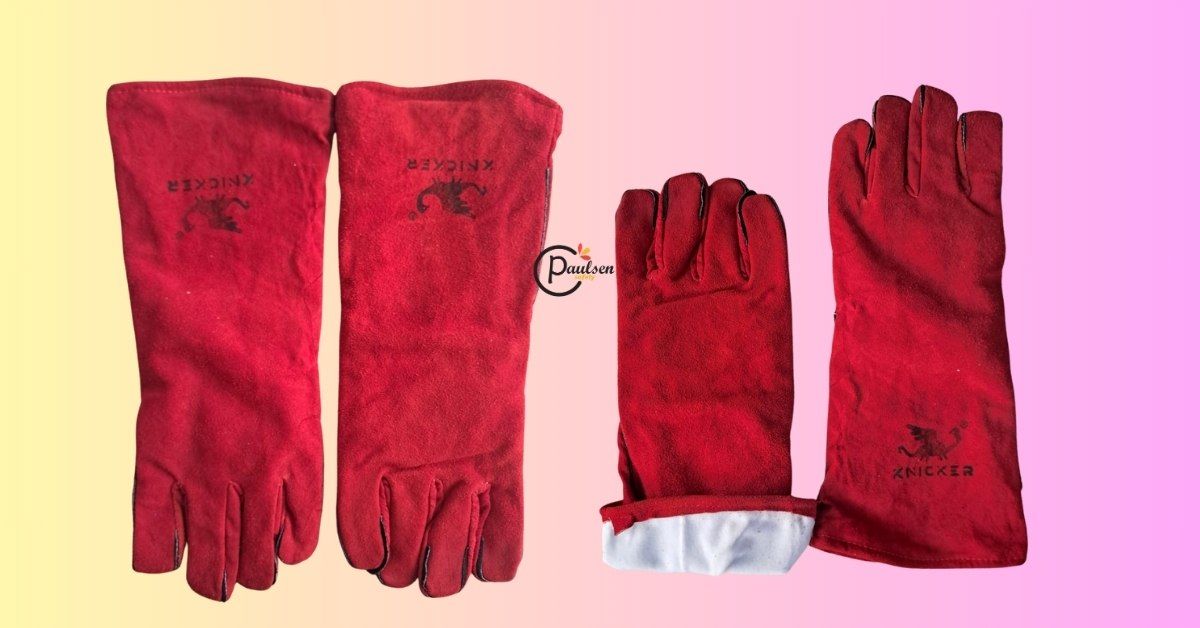 pairs of Knicker brand safety gloves, specifically appearing to be heavy-duty or work gloves, possibly for applications requiring cut resistance or firm grip. 
Brand Identification: The gloves clearly