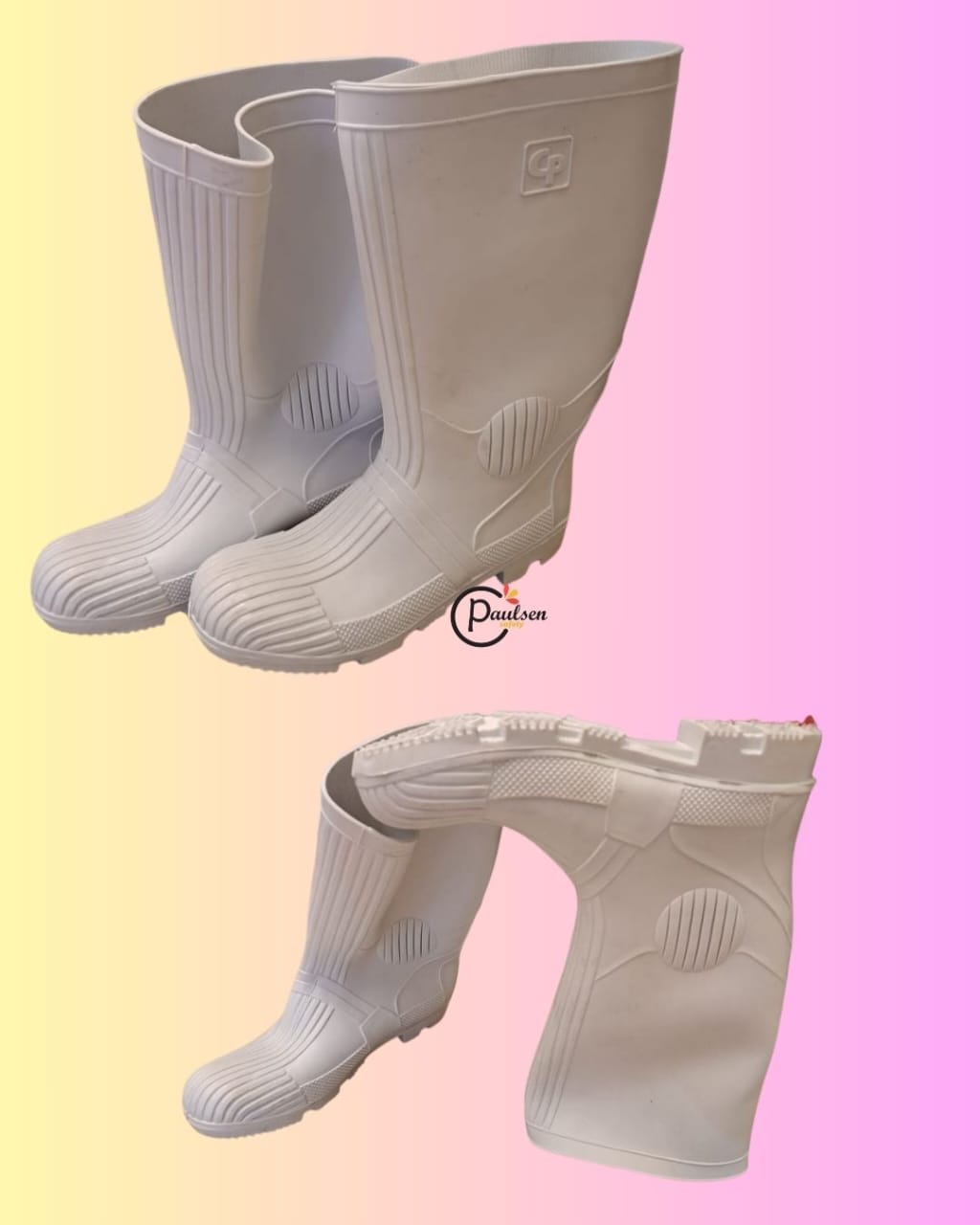 Industrial Gumboots. 
These are heavy-duty safety boots designed for various industrial and work environments, offering:
Protection: Often featuring reinforced toe caps for safety against impacts and