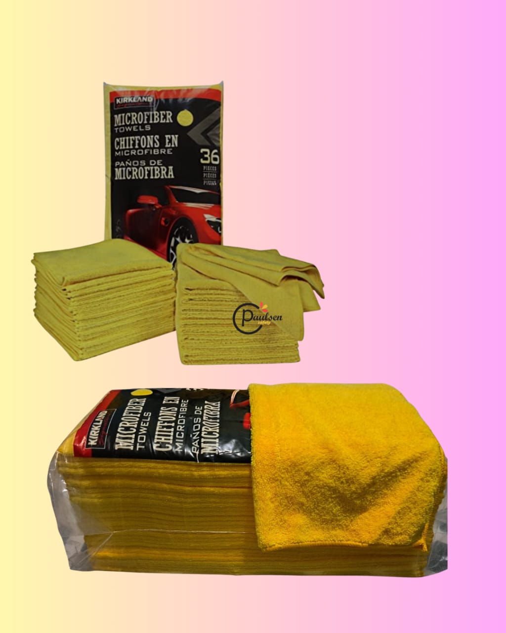 Microfiber Towels, 1pc of ultra-plush, yellow microfiber towels. These towels are designed for various cleaning tasks, including automotive and household use, known for their abilit